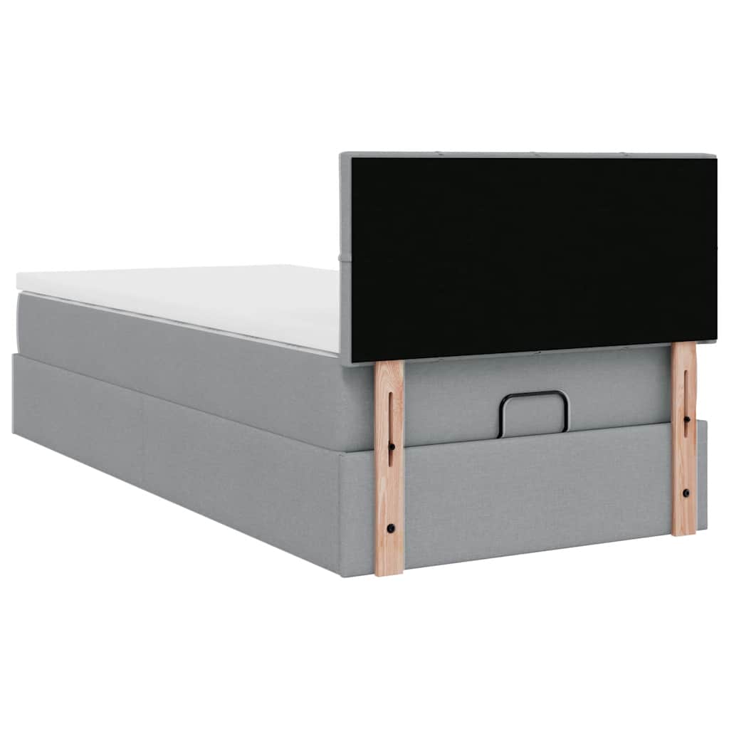 Ottoman bed met matras 90x190cm stof lichtgrijs