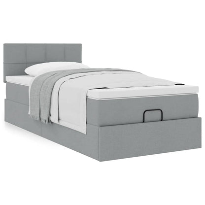 Ottoman bed met matras 90x190cm stof lichtgrijs