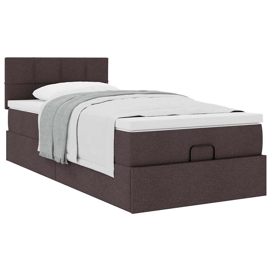 Ottoman bed met matras 90x190cm stof donkerbruin