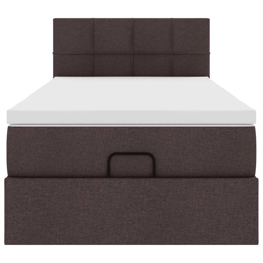 Ottoman bed met matras 90x190cm stof donkerbruin