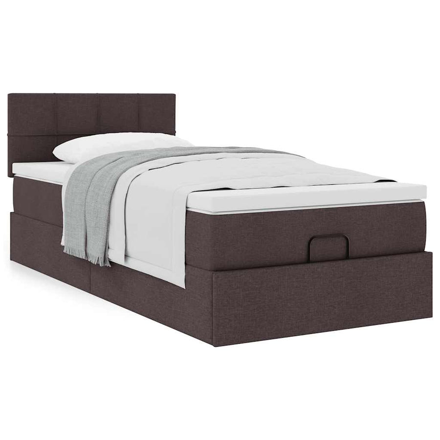 Ottoman bed met matras 90x190cm stof donkerbruin