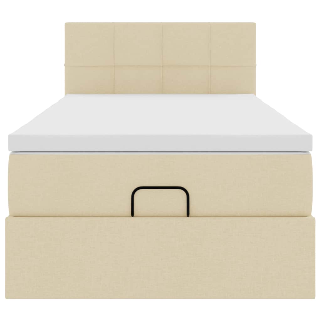 Ottoman bed met matras 90x190cm stof crèmekleurig