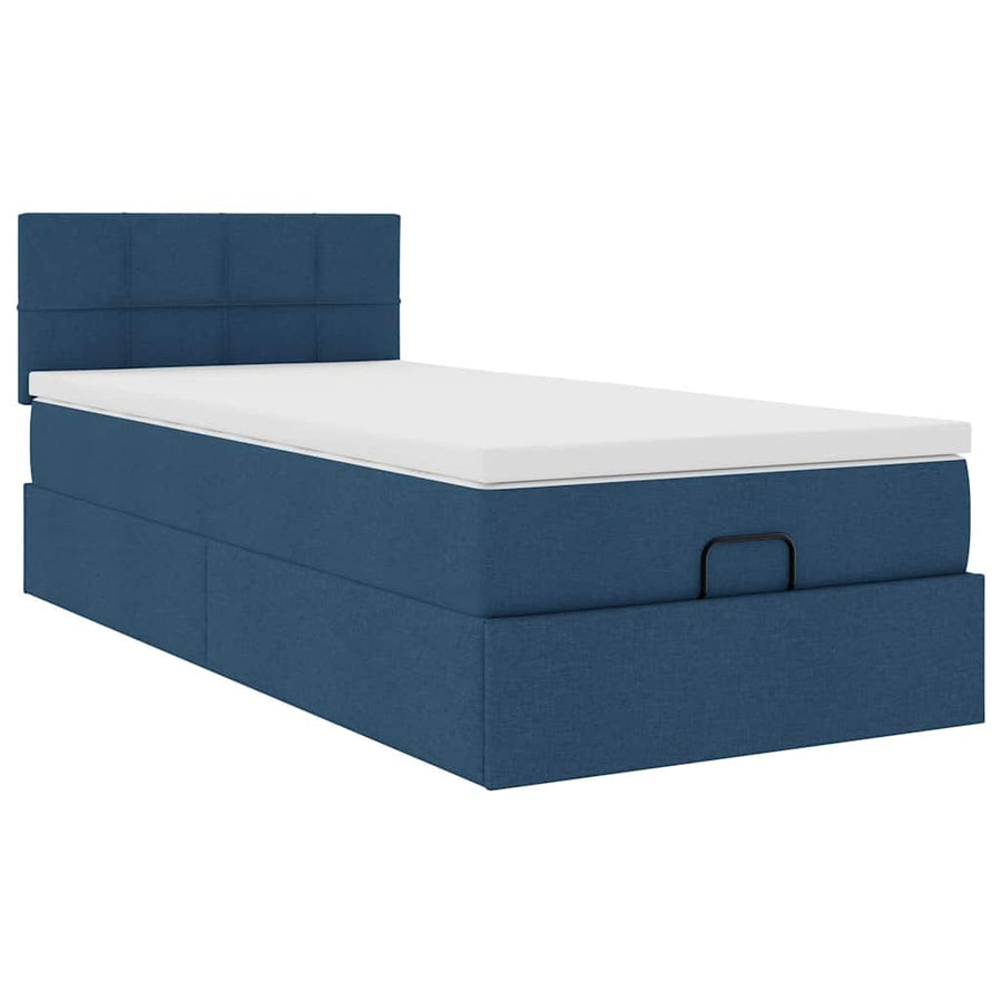 Ottoman bed met matras 90x190cm stof blauw
