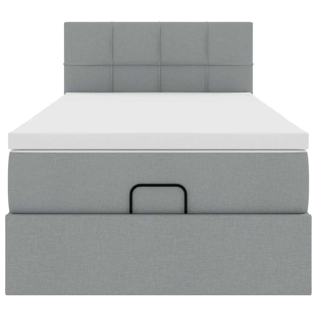 Ottoman bed met matras 90x200cm stof lichtgrijs
