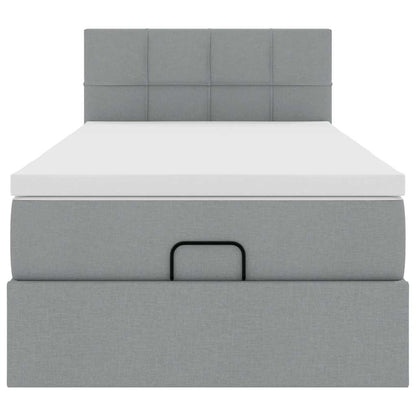 Ottoman bed met matras 90x200cm stof lichtgrijs