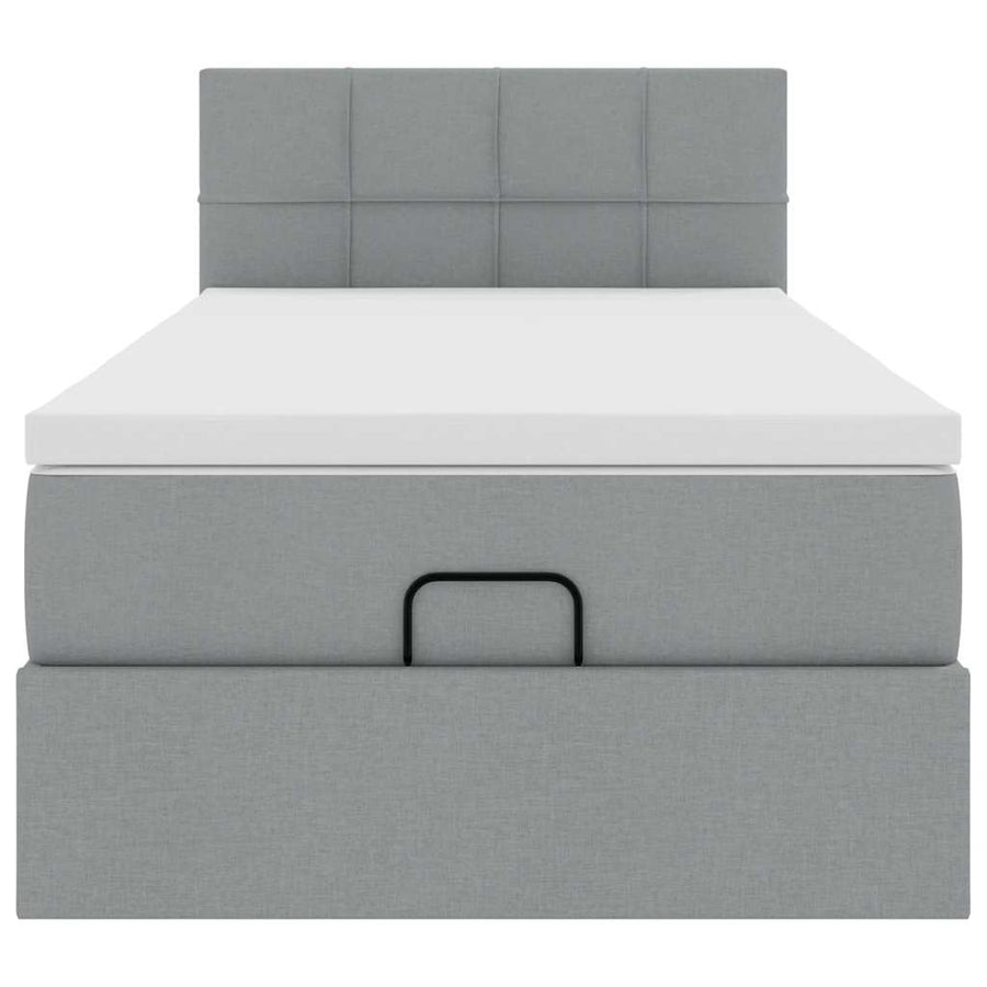 Ottoman bed met matras 90x200cm stof lichtgrijs