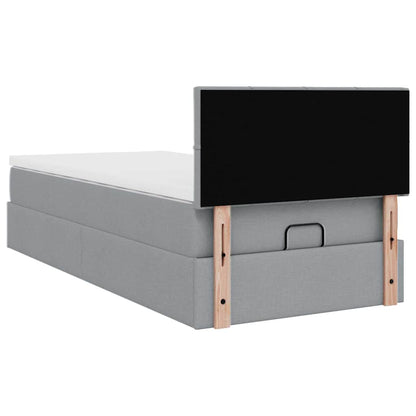 Ottoman bed met matras 90x200cm stof lichtgrijs
