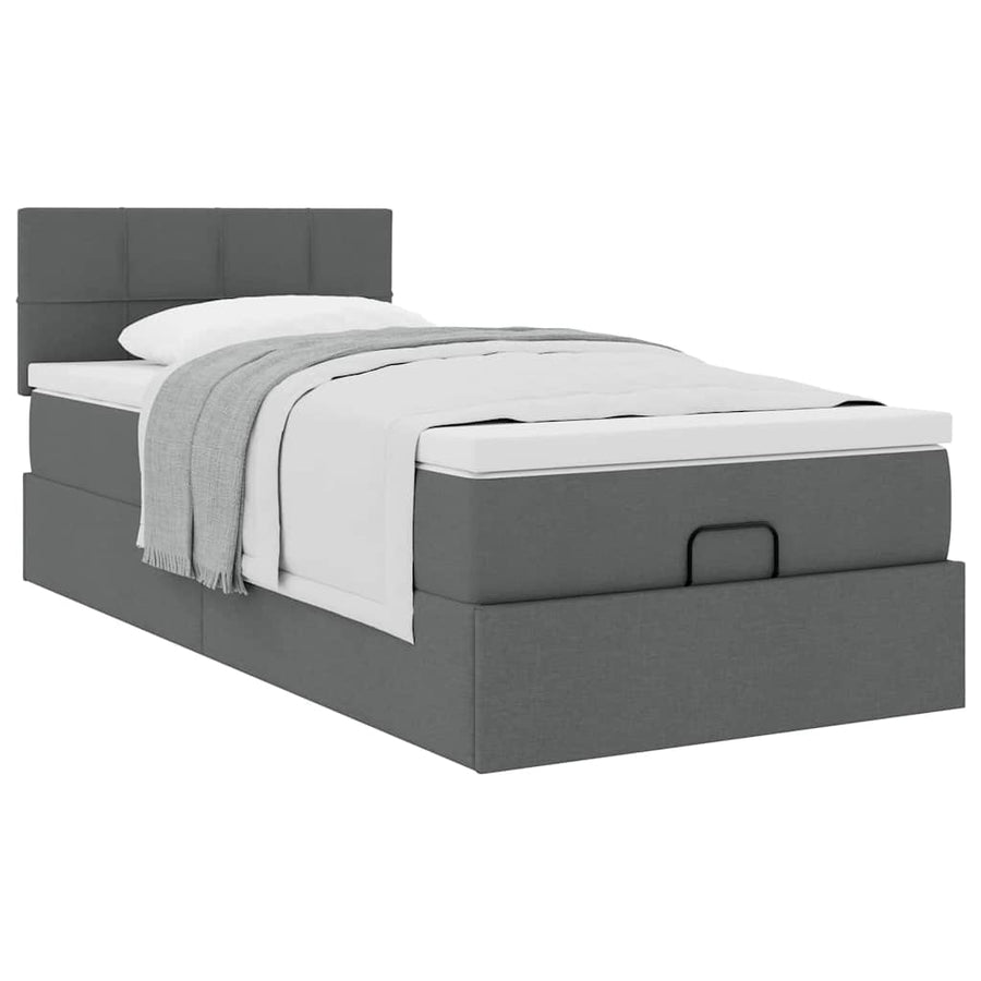 Ottoman bed met matras 90x200cm stof donkergrijs