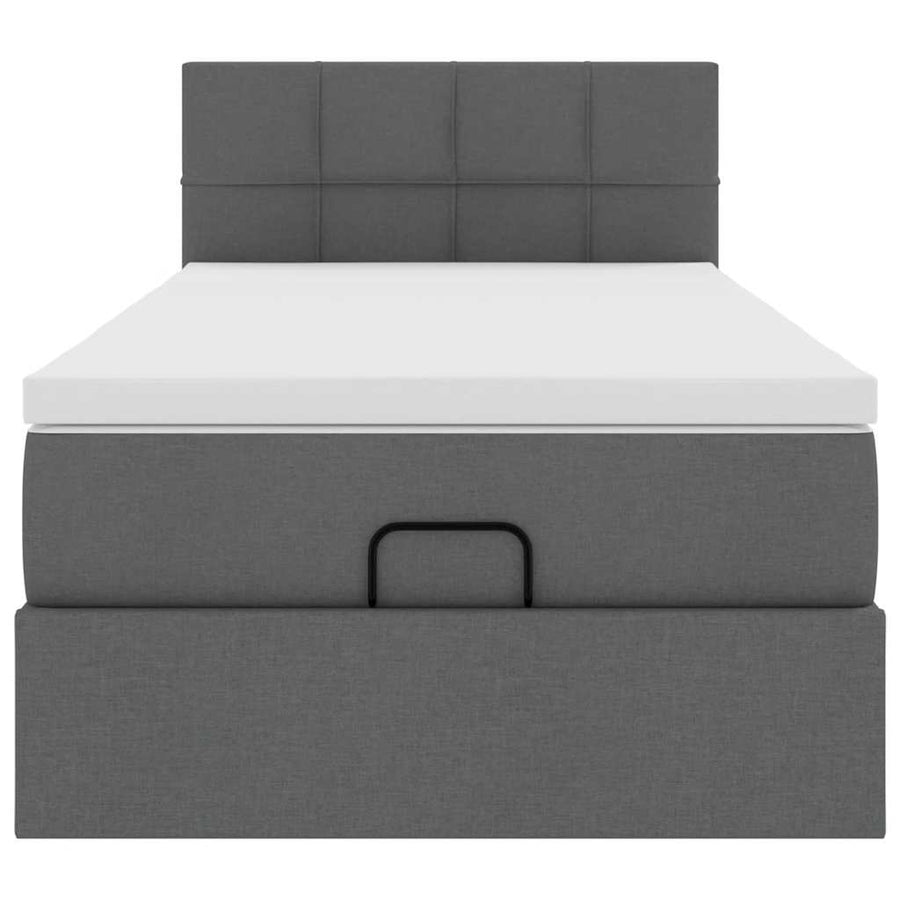 Ottoman bed met matras 90x200cm stof donkergrijs