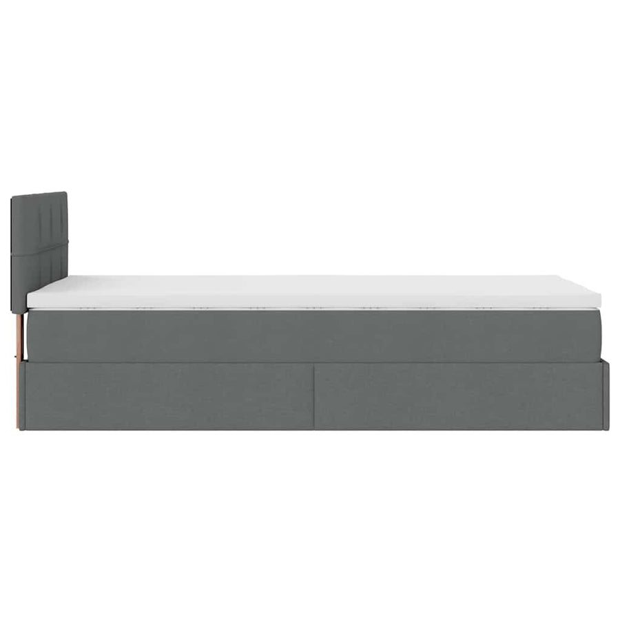 Ottoman bed met matras 90x200cm stof donkergrijs