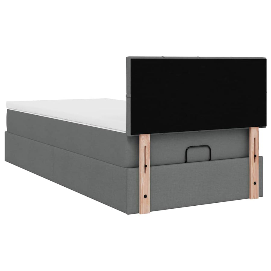 Ottoman bed met matras 90x200cm stof donkergrijs