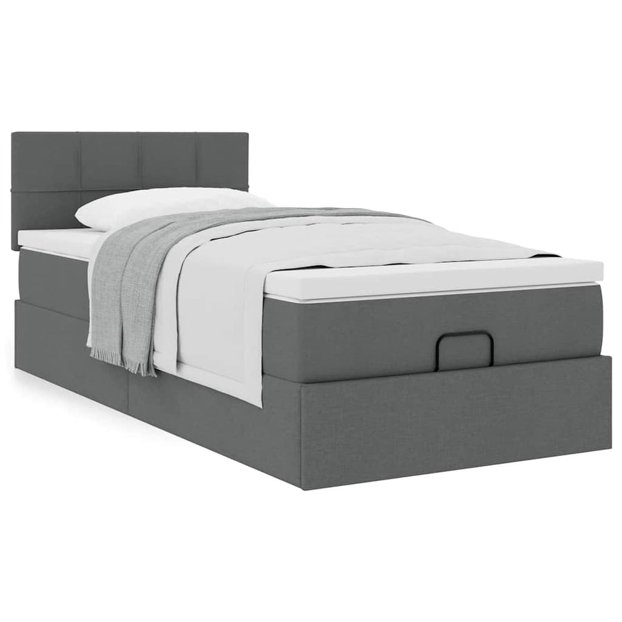 Ottoman bed met matras 90x200cm stof donkergrijs