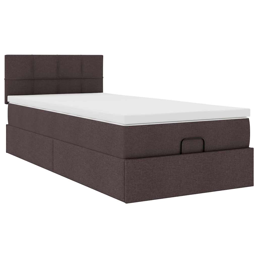 Ottoman bed met matras 90x200cm stof donkerbruin