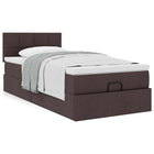 Bed with mattress 90x200 cm dark brown fabric