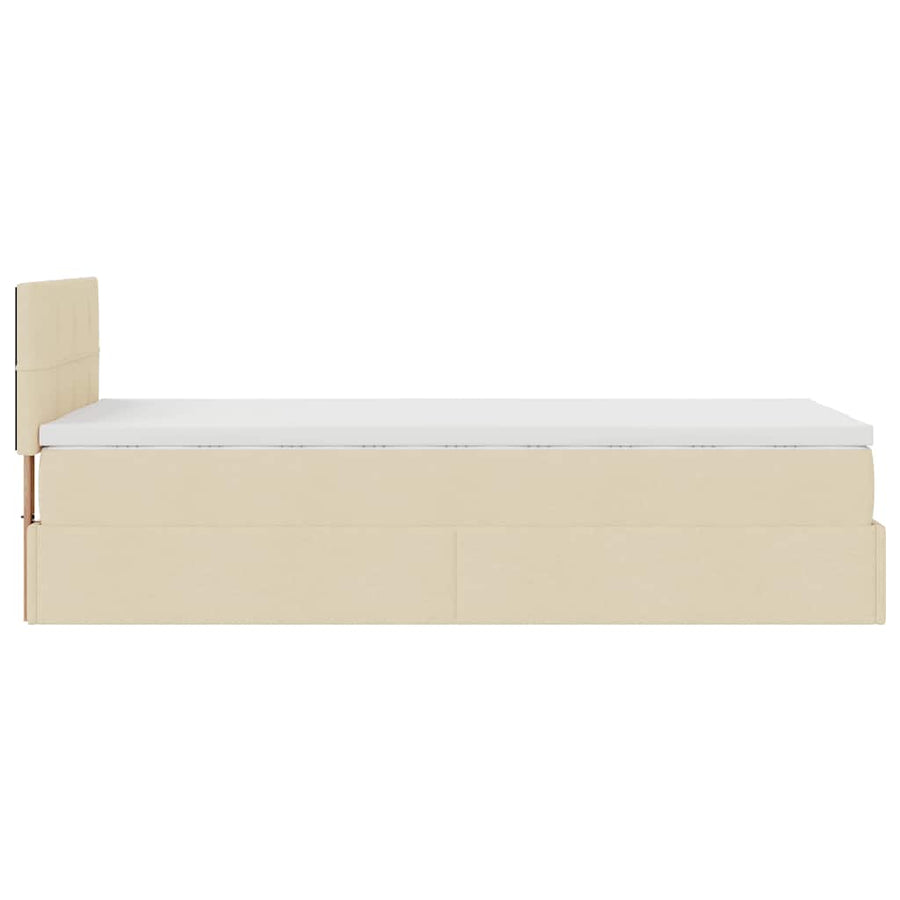 Ottoman bed met matras 90x200cm stof crèmekleurig