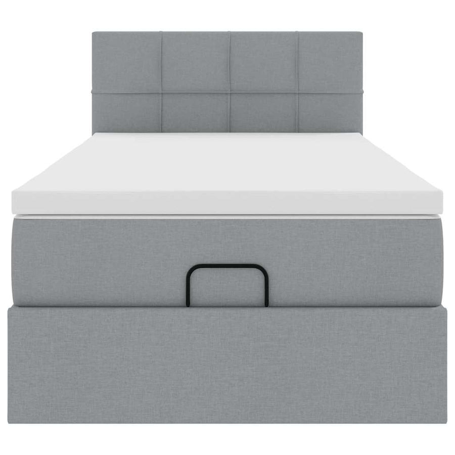 Ottoman bed met matras 100x200cm stof lichtgrijs