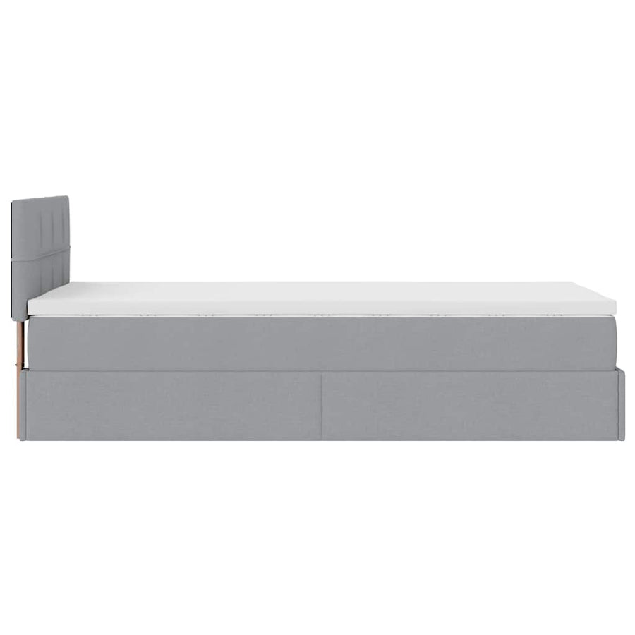 Ottoman bed met matras 100x200cm stof lichtgrijs