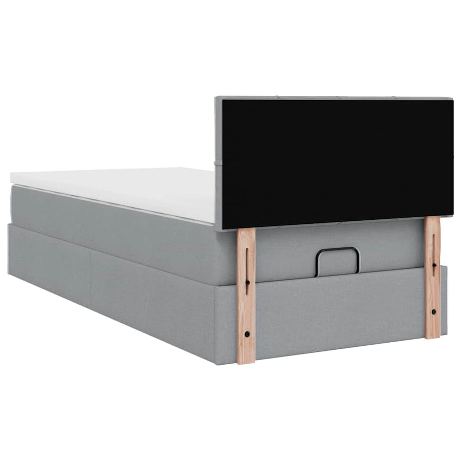 Ottoman bed met matras 100x200cm stof lichtgrijs