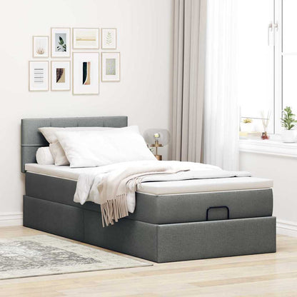 Ottoman bed met matras 100x200cm stof donkergrijs