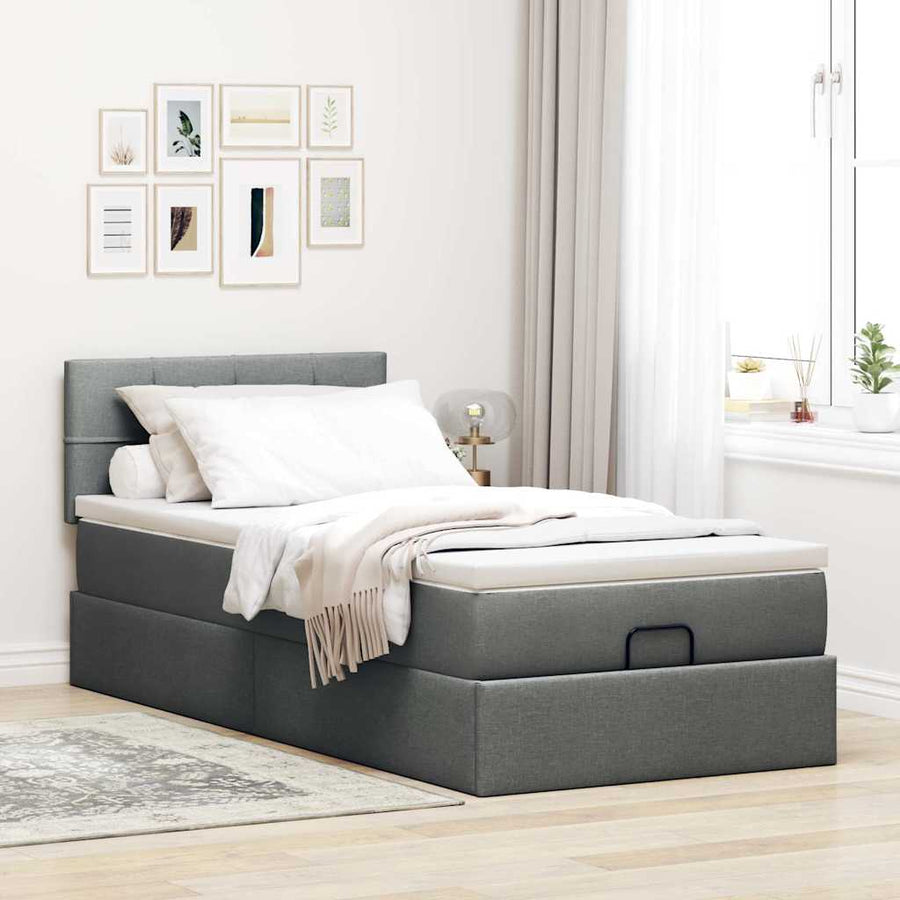Ottoman bed met matras 100x200cm stof donkergrijs