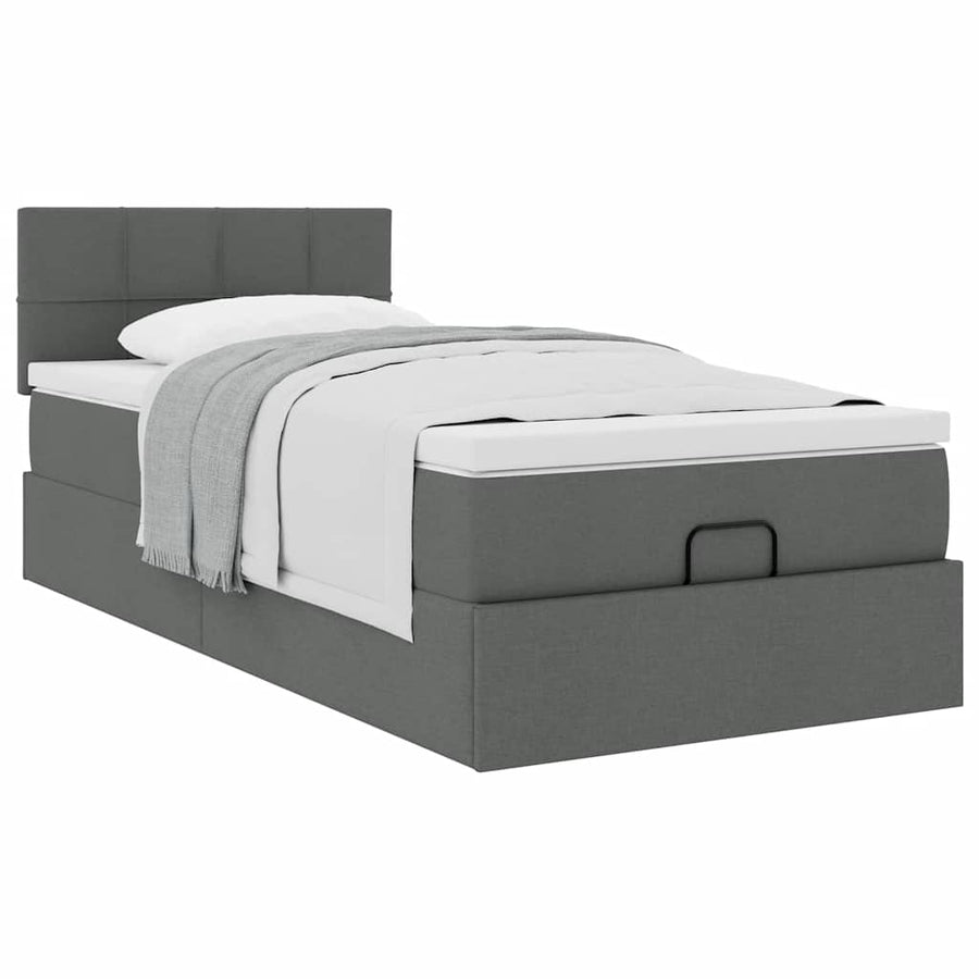 Ottoman bed met matras 100x200cm stof donkergrijs