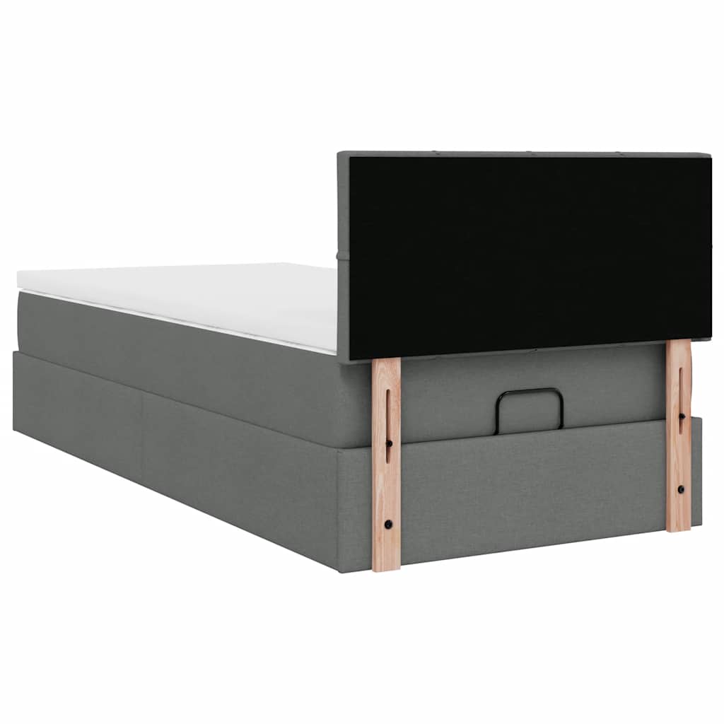 Ottoman bed met matras 100x200cm stof donkergrijs
