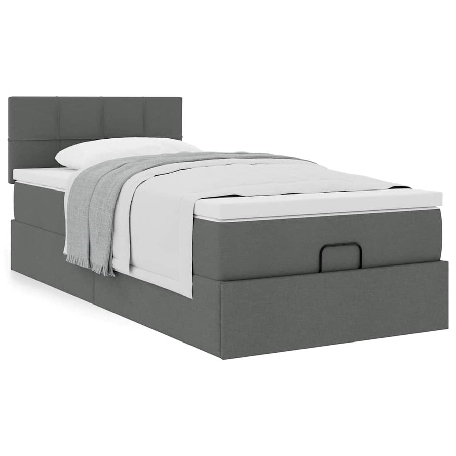 Ottoman bed met matras 100x200cm stof donkergrijs