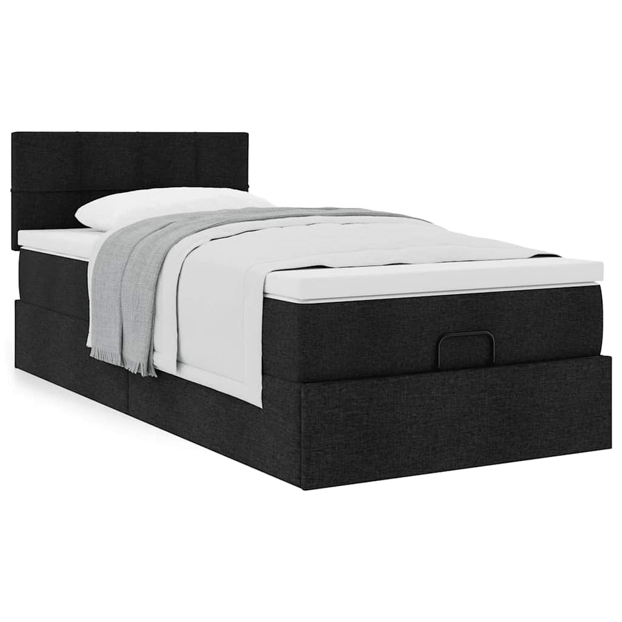 Ottoman bed met matras 100x200cm stof zwart