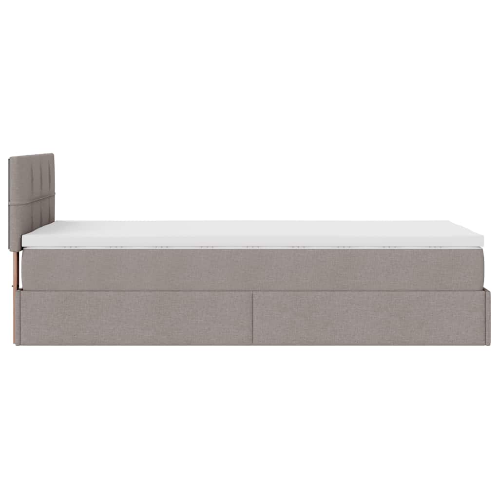 Ottoman bed met matras 100x200cm stof taupe