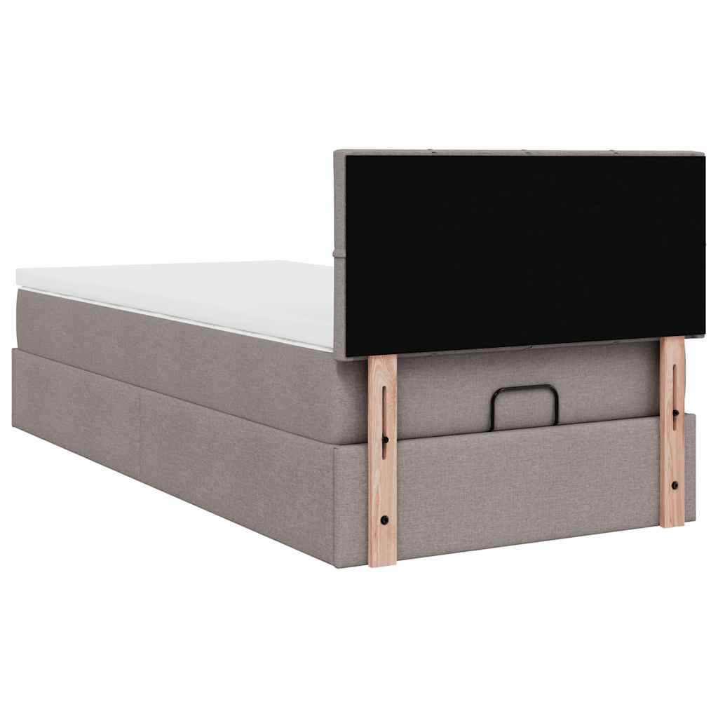Ottoman bed met matras 100x200cm stof taupe