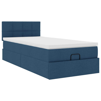 Ottoman bed met matras 100x200cm stof blauw