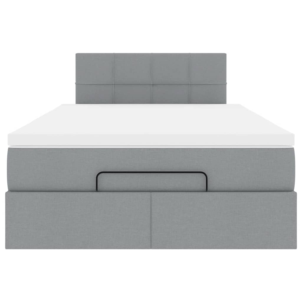 Ottoman bed met matras 120x190 cm stof lichtgrijs