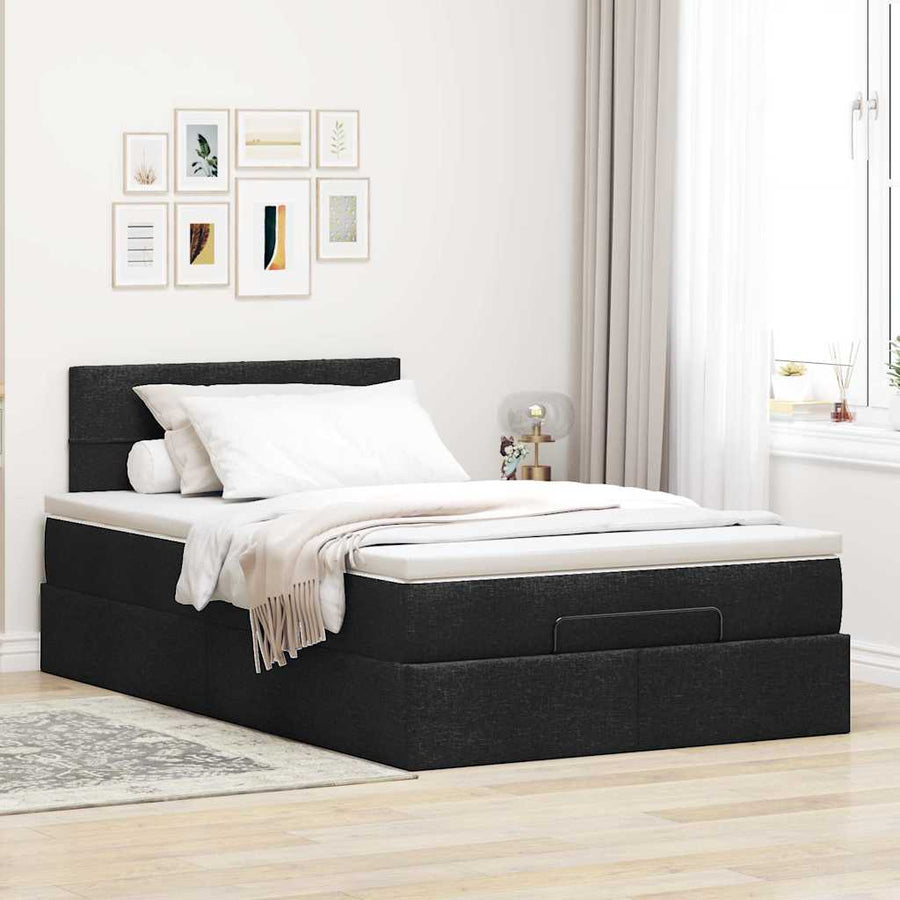 Ottoman bed met matras 120x190 cm stof zwart