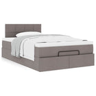 Ottoman bed with mattress 120x190 cm fabric taupe