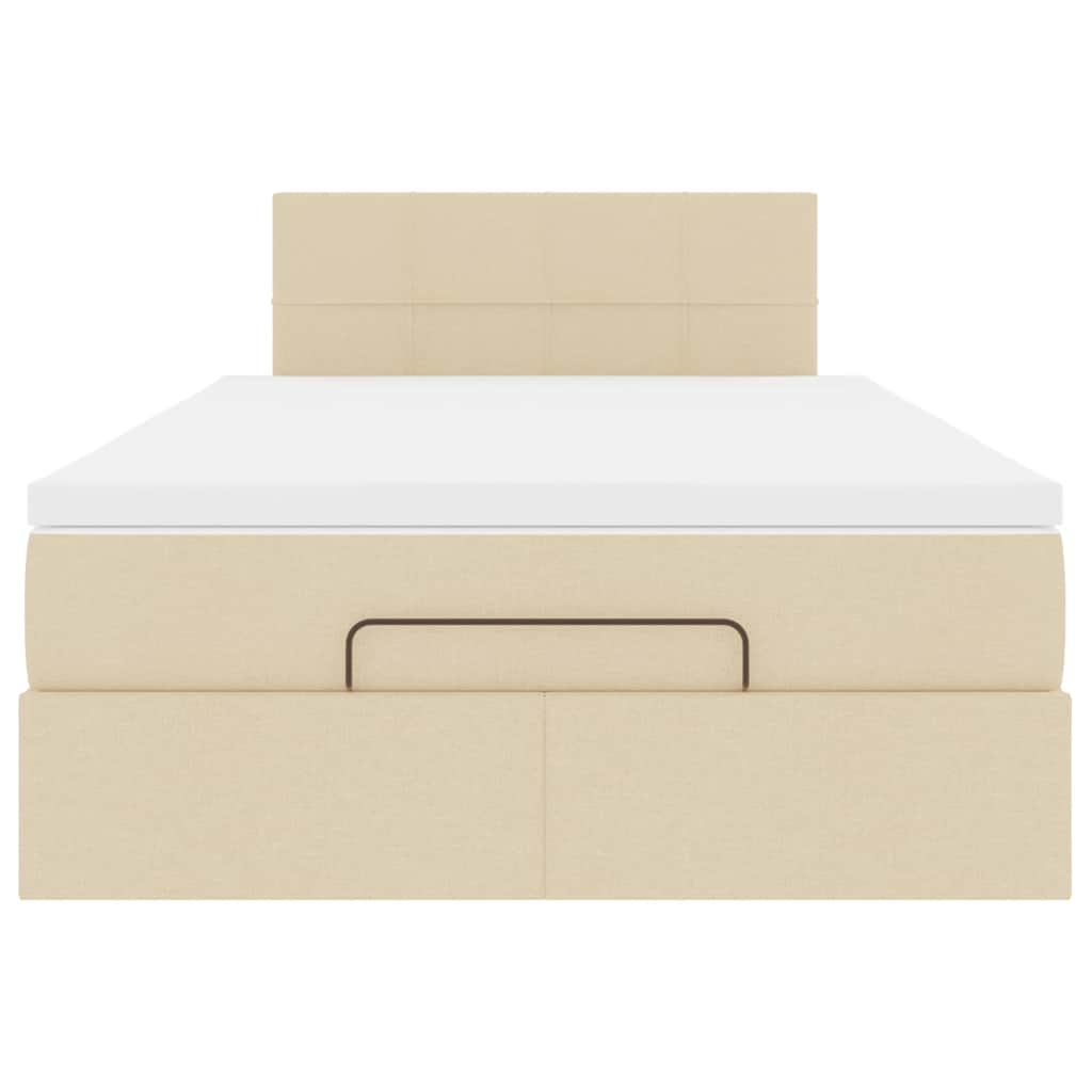 Ottoman bed met matras 120x190cm stof crèmekleurig