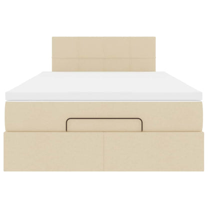 Ottoman bed met matras 120x190cm stof crèmekleurig