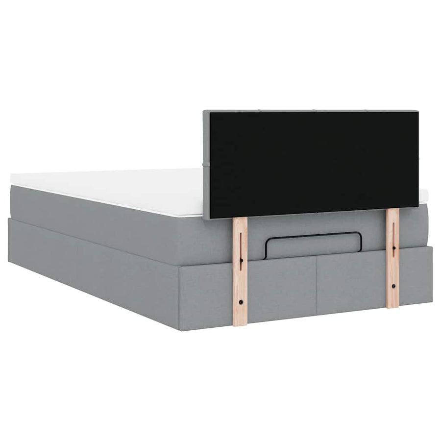 Ottoman bed met matras 120x200cm stof lichtgrijs