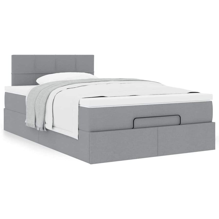 Ottoman bed met matras 120x200cm stof lichtgrijs