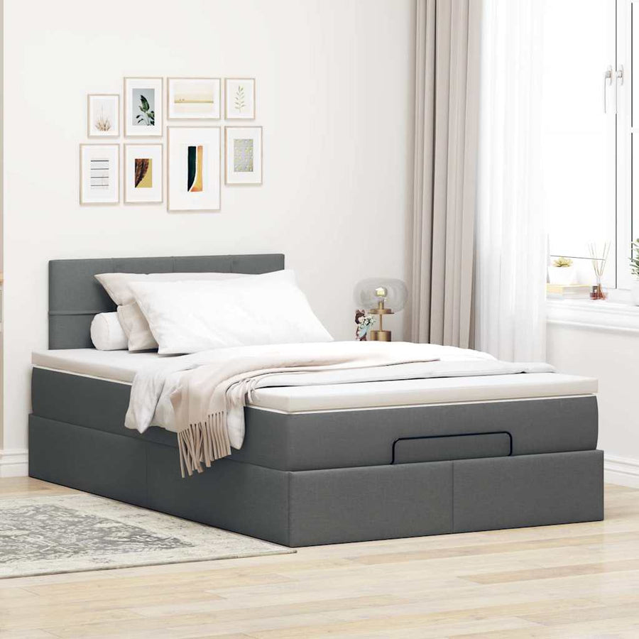 Ottoman bed met matras 120x200cm stof donkergrijs