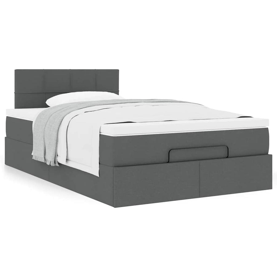 Ottoman bed met matras 120x200cm stof donkergrijs