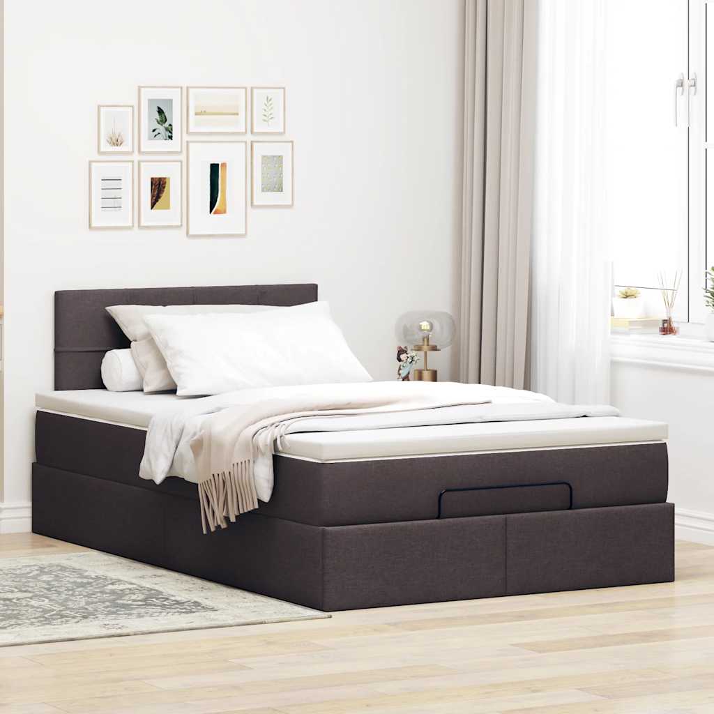 Bed met matras 120x200 cm stof donkerbruin