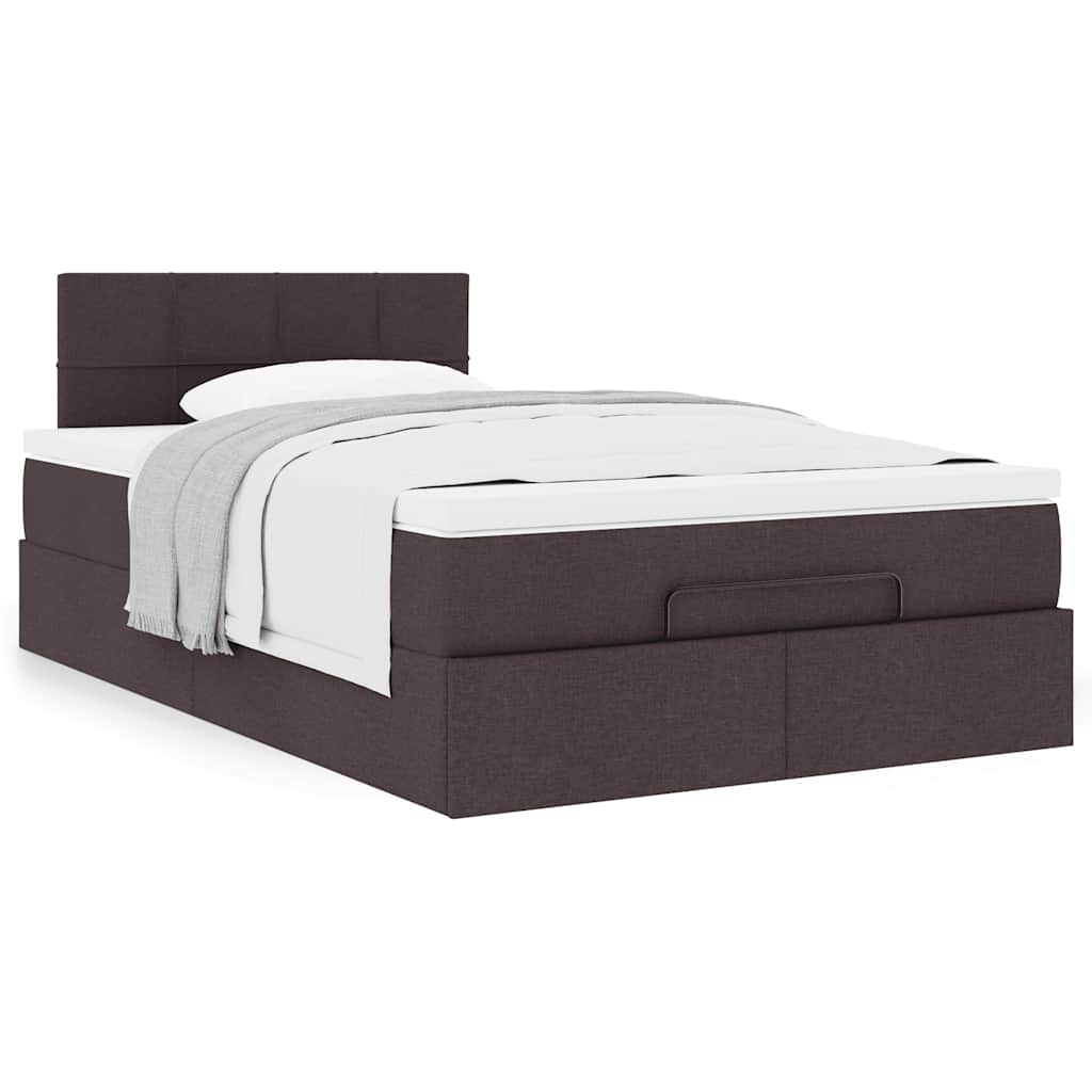 Bed met matras 120x200 cm stof donkerbruin
