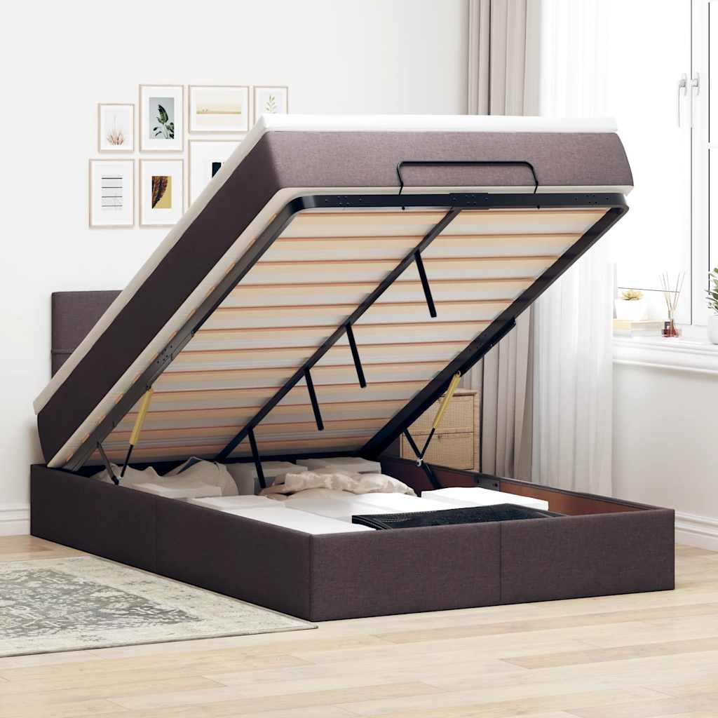 Bed met matras 120x200 cm stof donkerbruin
