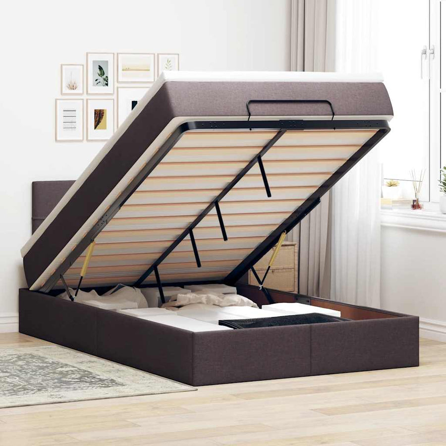 Bed met matras 120x200 cm stof donkerbruin