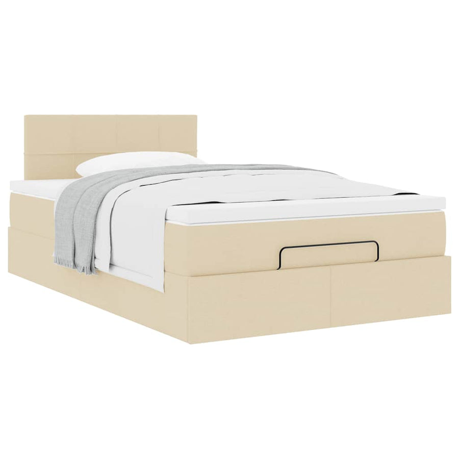Ottoman bed met matras 120x200cm stof crèmekleurig