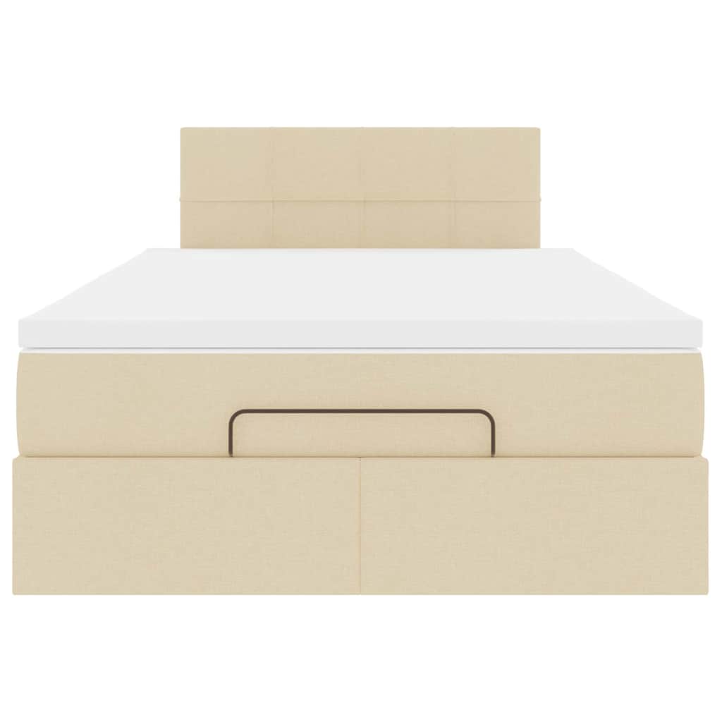 Ottoman bed met matras 120x200cm stof crèmekleurig
