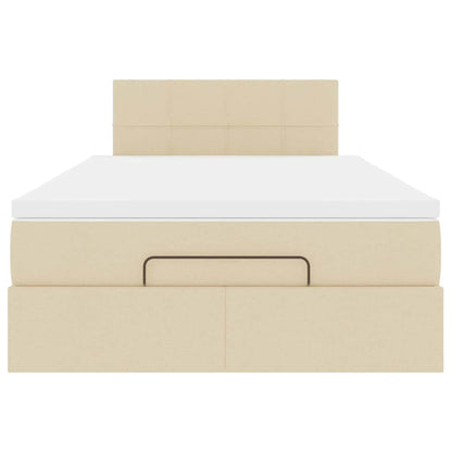 Ottoman bed met matras 120x200cm stof crèmekleurig