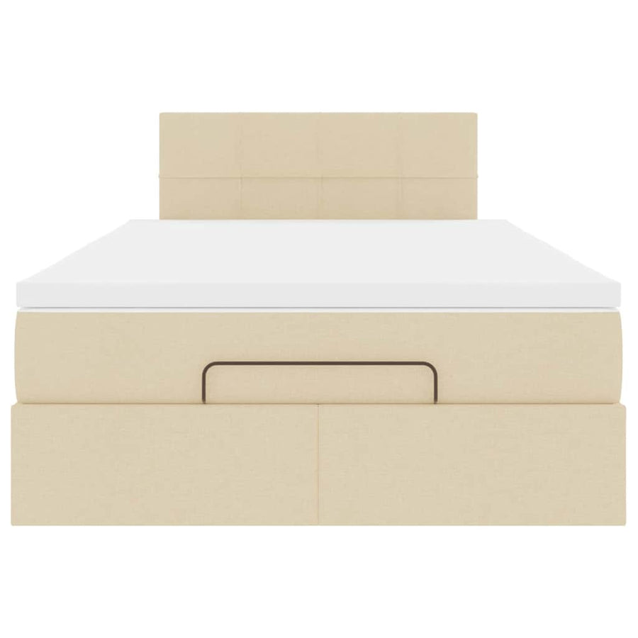 Ottoman bed met matras 120x200cm stof crèmekleurig