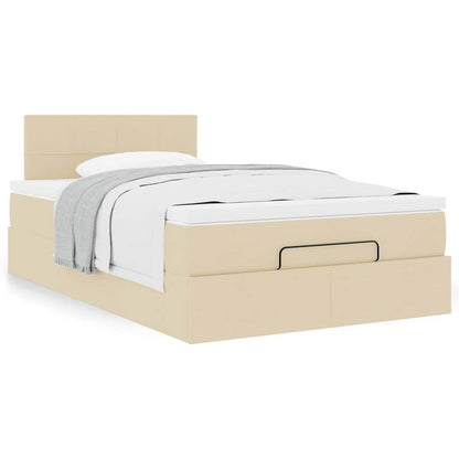 Ottoman bed met matras 120x200cm stof crèmekleurig