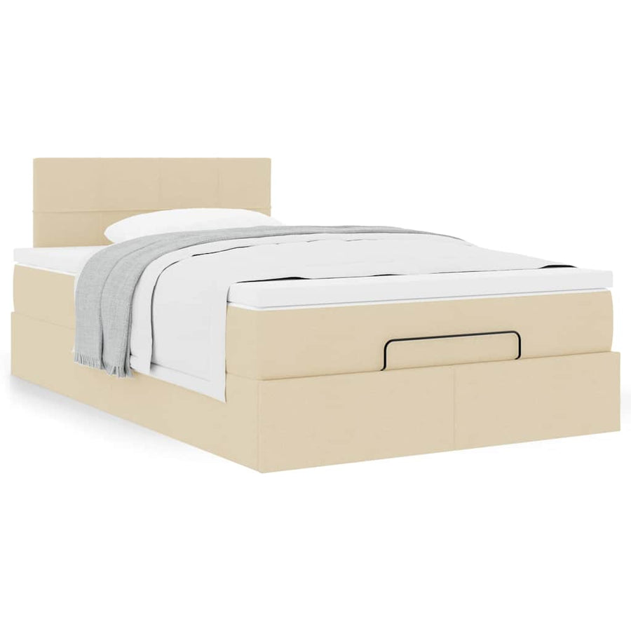 Ottoman bed met matras 120x200cm stof crèmekleurig